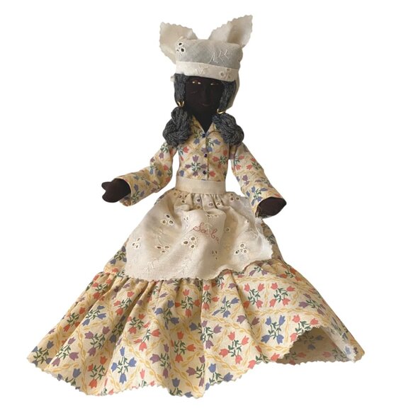 Vintage Handmade Curacao Black Dolls Cloth Folk Couple Floral Outfits Poseable - Picture 2 of 16